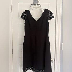 Talbots Black Midi Dress with Lace Cap Sleeves and bottom